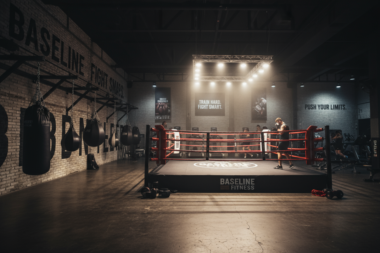 BOXING GYM WITH BASELINE FITNESS IN THE IMAGE